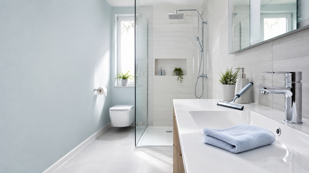 Une salle de bain avec des équipements sanitaires irréprochables