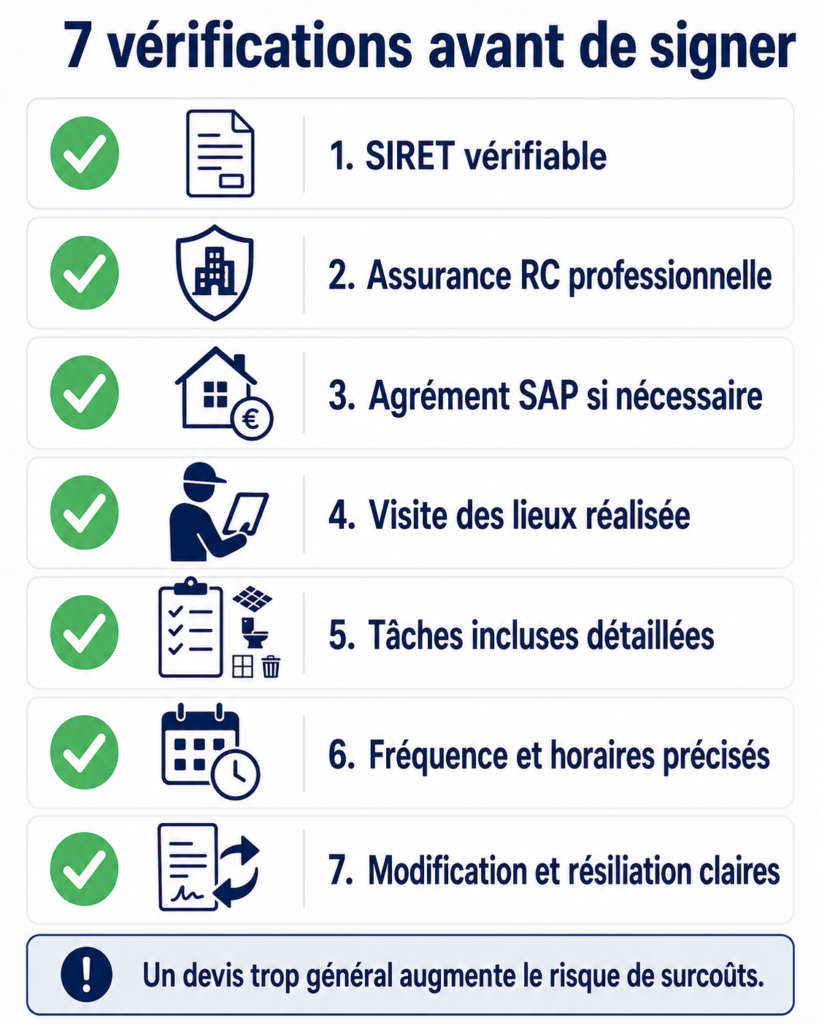 Un checklist à 7 points à vérifier avant de choisir une entreprise de nettoyage