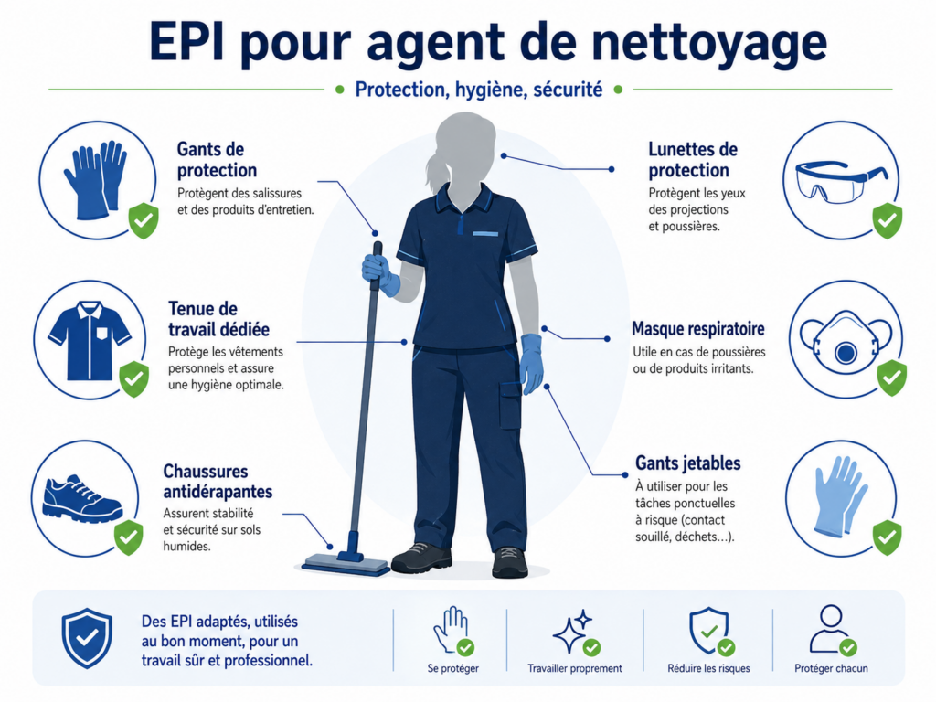 EPI vitaux des agents de nettoyage des bureaux professionnels