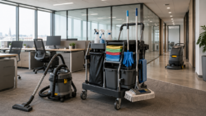 matériel professionnel essentiel de nettoyage de bureaux