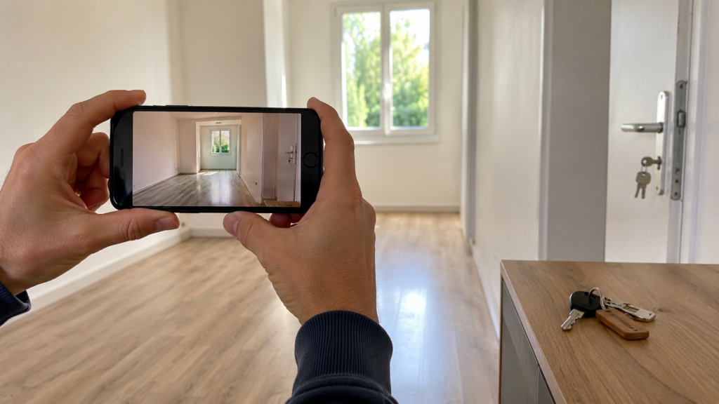 Illustration d'une salle d´appartement vide pris en photo pour état des lieux