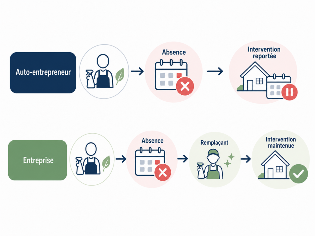 L´auto-entrepreneur doit reporté en cas d'absence et l'entreprise promet un remplaçant