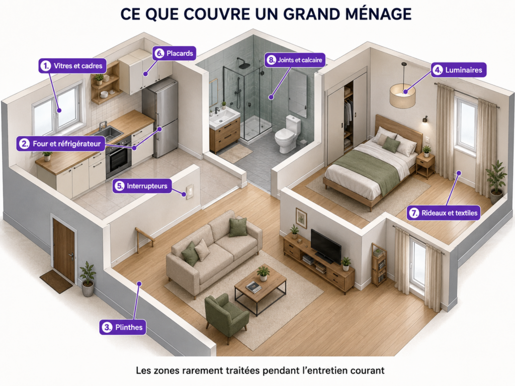 fréquence idéale du grand ménage, tous les 3 à 6 mois